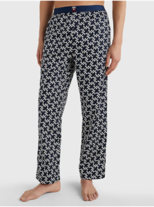 Tmavomodré pánske vzorované pyžamové nohavice Tommy Hilfiger Underwear