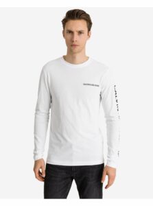 Tričká s dlhým rukávom pre mužov Calvin Klein - biela