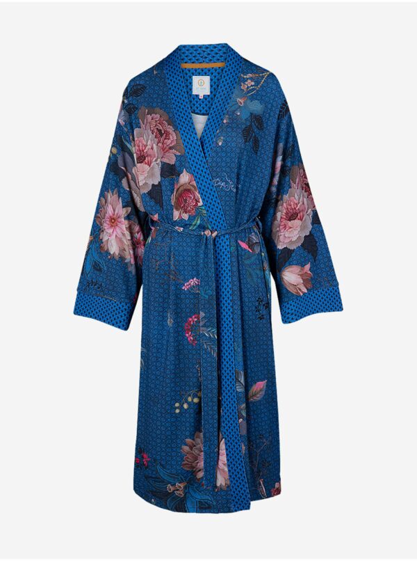 Tmavomodré kvetované kimono PiP studio Tokyo Bouquet Dark Blue