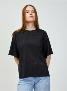 Čierne dámske vzorované oversize tričko KARL LAGERFELD