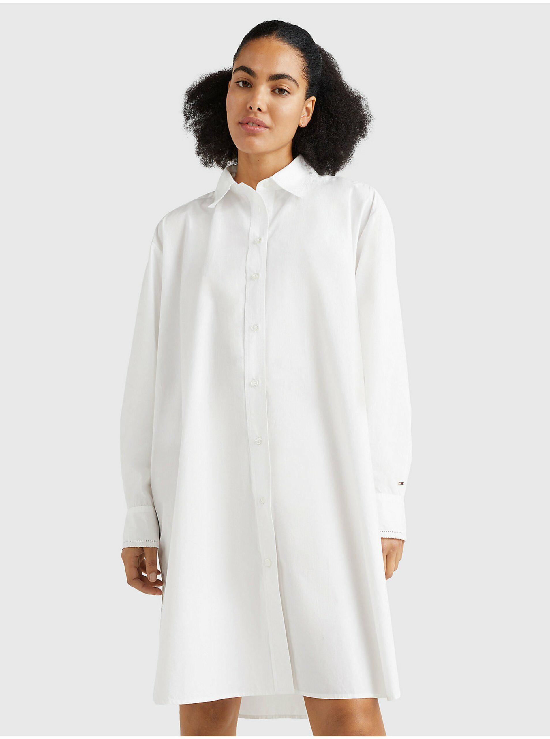 Biele dámske oversize košeľové šaty Tommy Hilfiger