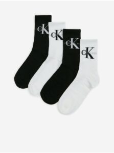 Súprava štyroch párov dámskych ponožiek v čiernej a bielej farbe Calvin Klein Underwear