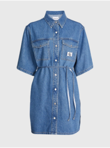 Košeľové šaty pre ženy Calvin Klein Jeans - modrá