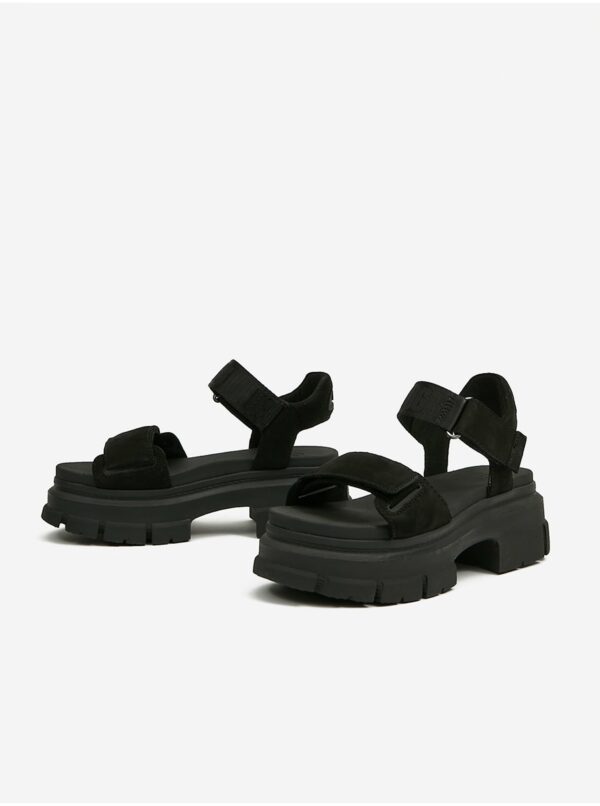 Čierne dámske semišové sandále na platforme UGG Ashton Ankle