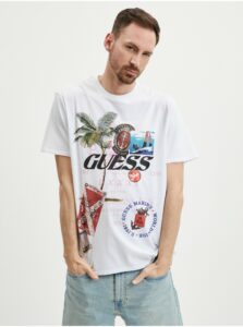 Biele pánske tričko Guess Nautica Collage