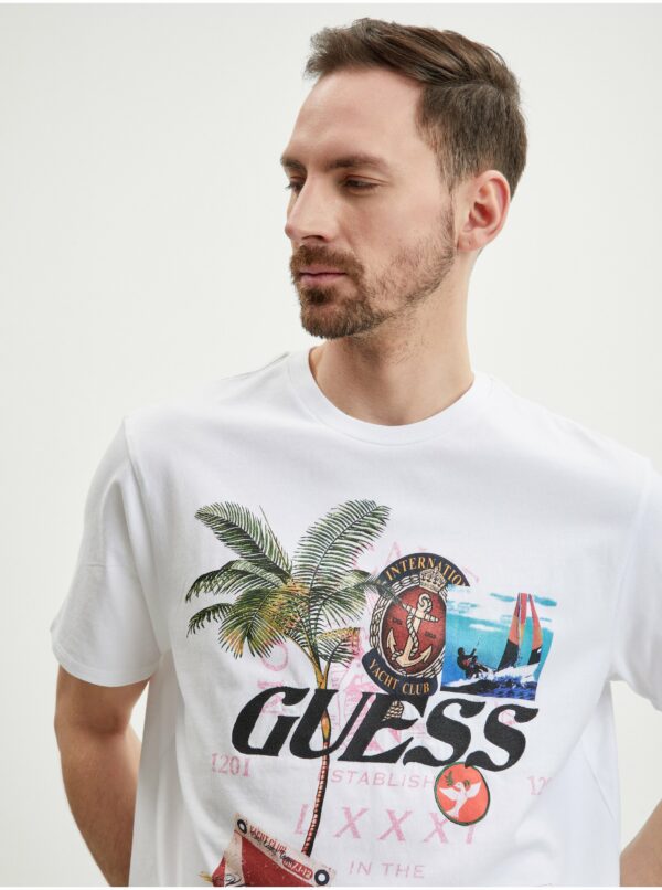Biele pánske tričko Guess Nautica Collage
