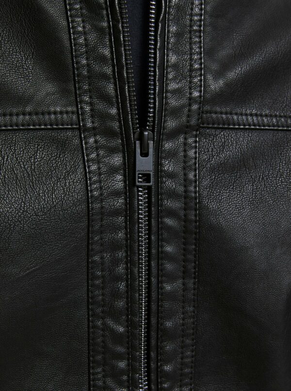 Čierna koženková bunda Jack & Jones Warner