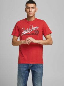 Červené tričko s potlačou Jack & Jones Logo