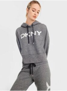 Šedá dámska mikina s kapucou DKNY Exploded Logo