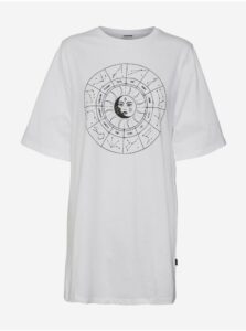 Biele dámske predĺžené oversize tričko Noisy May Zodiac