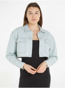 Rifľové bundy pre ženy Calvin Klein Jeans - svetlomodrá