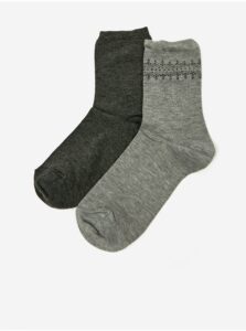 Súprava dvoch párov dámskych ponožiek v šedej farbe s prímesou kašmíru CAMAIEU