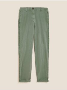 Zúžené chino nohavice po členky s vysokým podielom bavlny Marks & Spencer zelená