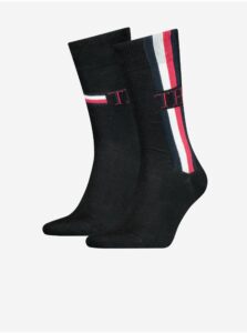 Sada dvoch párov pánskych vzorovaných ponožiek v čiernej farbe Tommy Hilfiger