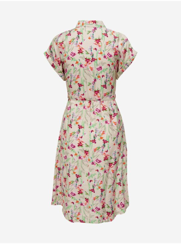 Béžové dámske kvetované košeľové šaty JDY Camille