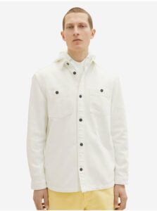 Biela pánska vrchná džínsová košeľa Tom Tailor