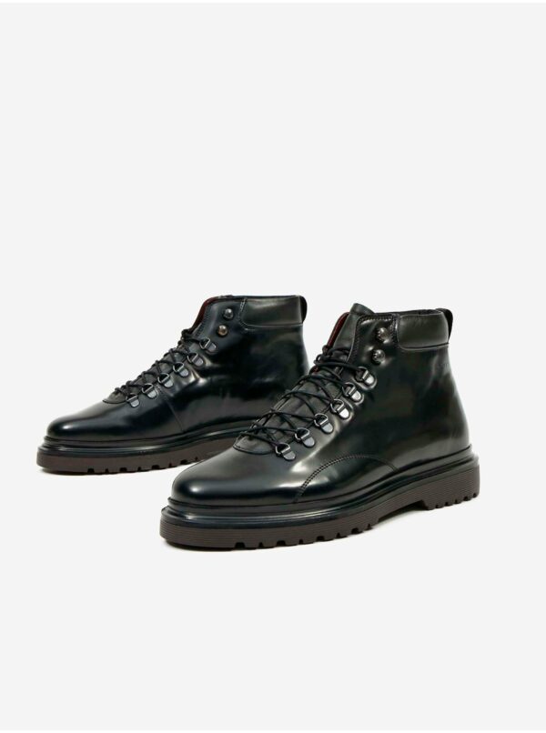 Čierne pánske kožené členkové topánky Gant