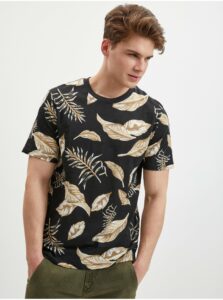 Čierne pánske vzorované tričko Jack & Jones Tropic
