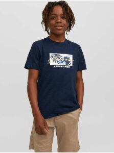 Tmavomodré chlapčenské tričko Jack & Jones Tulum