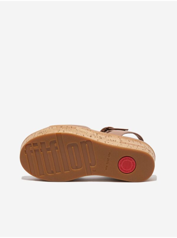 Béžové dámske kožené sandále na platforme FitFlop Eloise