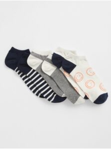 Súprava troch párov dámskych ponožiek v bielej, šedej a tmavo modrej farbe GAP
