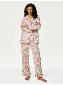 Ružovo-biele dámske vzorované pyžamo Marks & Spencer