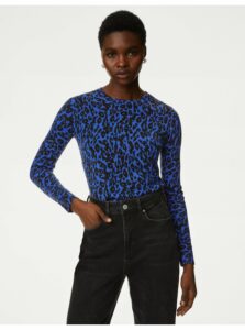 Čierno-modrý dámsky vzorovaný sveter Marks & Spencer