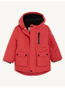 Červená chlapčenská zimná bunda s umelým kožúškom Marks & Spencer