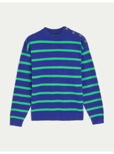 Zeleno-modrý dámsky pruhovaný sveter Marks & Spencer