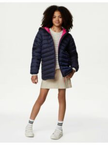 Tmavomodrý dievčenský ľahký prešívaný kabát s technológiou Stormwear™ Marks & Spencer
