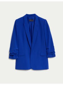 Modré dámske sako s riasenými rukávmi Marks & Spencer
