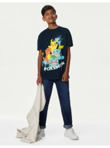 Tmavomodré chlapčenské tričko s potlačou Marks & Spencer