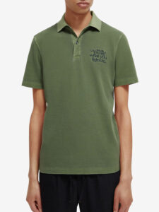 Scotch & Soda Garment Dye Polo tričko Zelená
