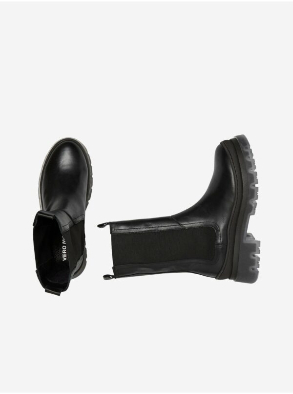 Čierne kožené členkové topánky VERO MODA Trille
