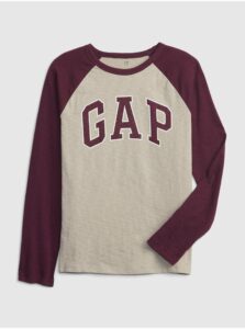 Vínovo-béžové chlapčenské tričko GAP