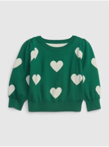 Zelený dievčenský srdcový sveter GAP