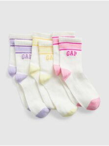Sada troch párov dievčenských vysokých ponožiek v bielej farbe GAP
