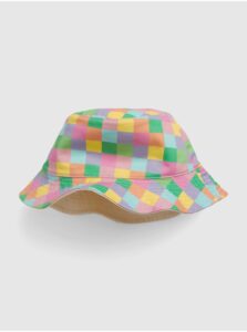 Fialovo-zelený detský obojstranný klobúk GAP