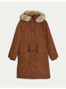Hnedý dámsky kabát s kapucňou Marks & Spencer