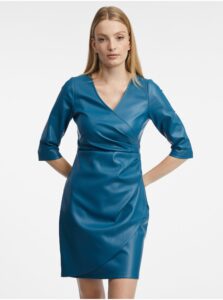 Modré dámske koženkové šaty ORSAY
