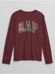 Vínové chlapčenské tričko Gap