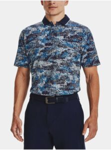 Modré pánske vzorované športové polo tričko Under Armour UA Iso-Chill Edge Polo