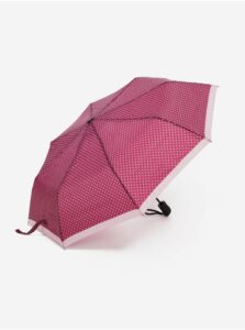 Tmavo ružový dámsky bodkovaný dáždnik CAMAIEU