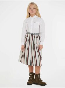 Krémová dievčenská pruhovaná midi sukňa Tommy Hilfiger