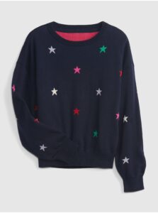 Modrý dievčenský sveter GAP pletený hviezdičky