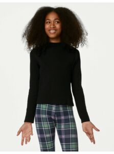 Čierne dievčenské tričko so stojačikom Marks & Spencer