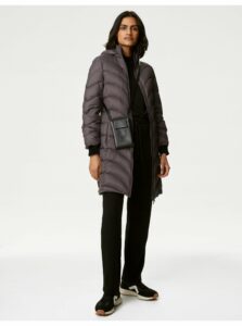 Šedý dámsky prešívaný páperový kabát Stormwear™ Marks & Spencer