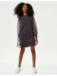 Čierne dievčenské kvetované šaty Marks & Spencer