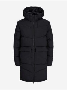 Čierny pánsky prešívaný zimný kabát Jack & Jones Vester
