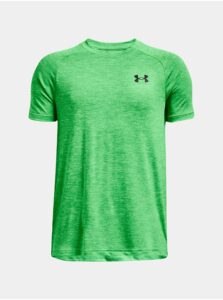 Zelené chlapčenské melírované športové tričko Under Armour Tech 2.0